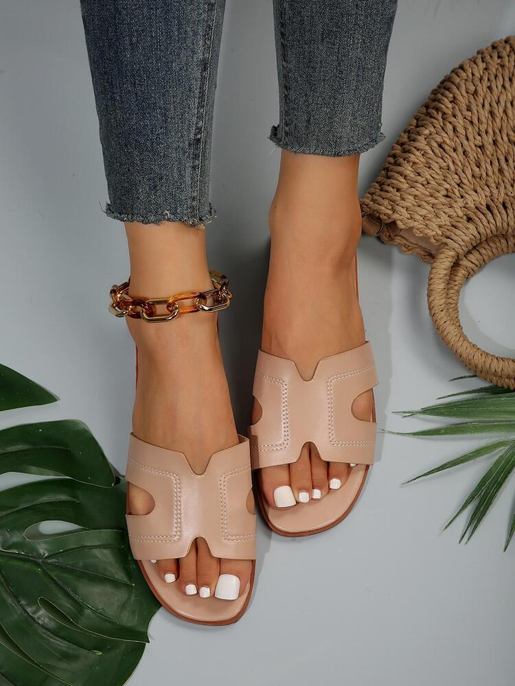 Women Cut Out Slide Sandals, Fashion Summer Flat Sandals