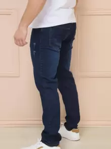 Men Jeans - 深色水洗藍 - 查看 3