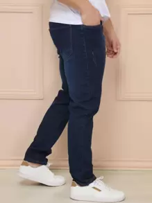 Men Jeans - 深色水洗藍 - 查看 4