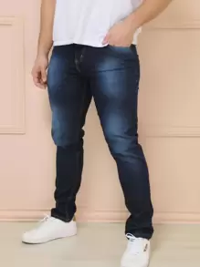 Men Jeans - Navy Blue - View 1