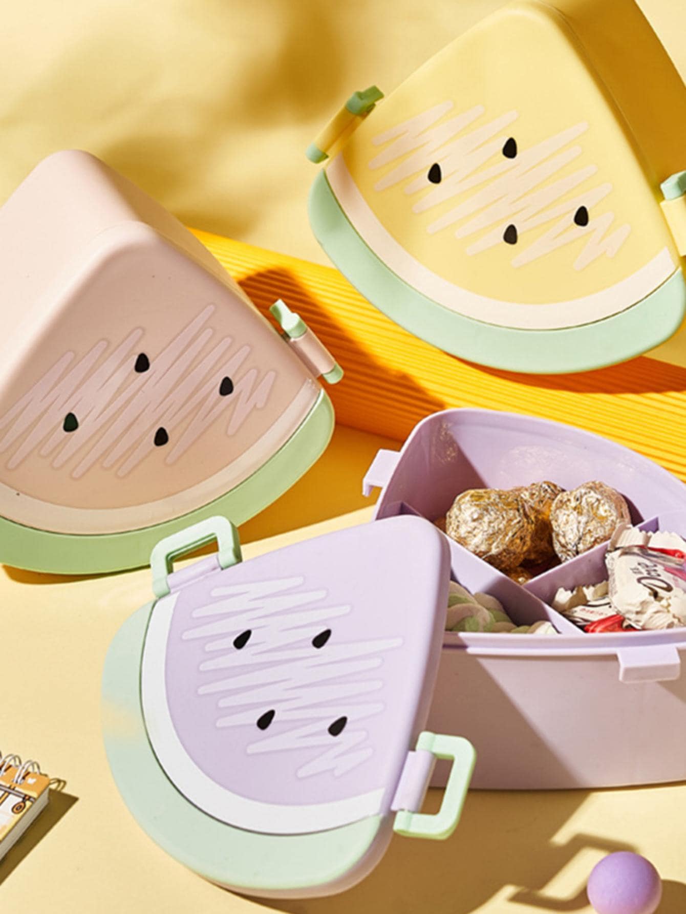 WATERMELON Lunch Box Topper For Food Includes Spoon And Fork - 黃色 - 查看 1