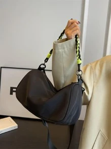 中等流浪包素色休閒風格 - 黑色 - 查看 7