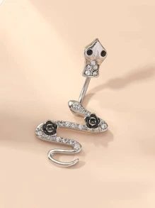 水鑽蛇裝飾臍環 - 銀色 - 查看 2