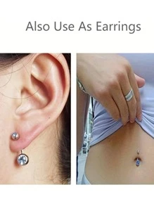 21pcs/set Funky Stainless Steel Mixed Color Rhinestone Decor Belly Ring For Women For Daily Decoration - Multicolor - View 4