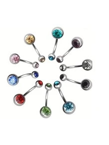 21pcs/set Funky Stainless Steel Mixed Color Rhinestone Decor Belly Ring For Women For Daily Decoration - Multicolor - View 5