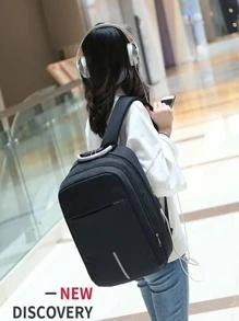 Anti-Theft School Backpack Casual Bag Usb Charging For Laptop With Padlock - Blue - View 3