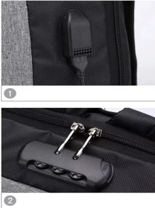 Anti-Theft School Backpack Casual Bag Usb Charging For Laptop With Padlock - Blue - View 4