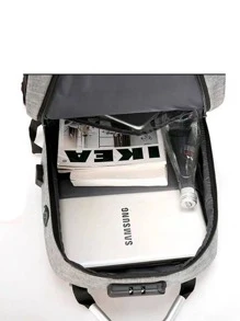 Anti-Theft School Backpack Casual Bag Usb Charging For Laptop With Padlock - Blue - View 7