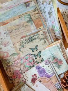 100sheets Vintage Pattern Material Paper Back To School