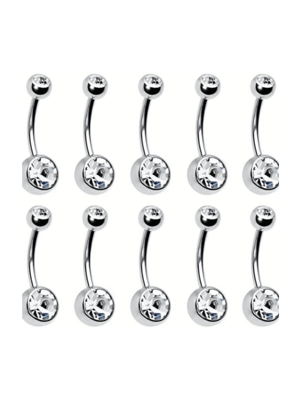 10 Stücke/Set Bauchpiercing mit Funky Edelstahl Strass Dekor, Für Frauen Für Tägliche Dekoration