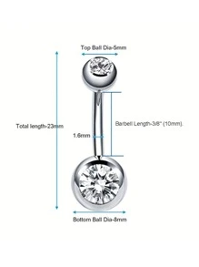 خاتم بطن جبان فولاذ غير قابل للصدأ بديكور حجر الراين للنساء الزخرفة اليومية 10قطع/طقم