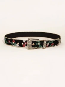 1pc Women Floral Embroidered Belt Boho Halloween Summer, School Fall, Autumn, Halloween
