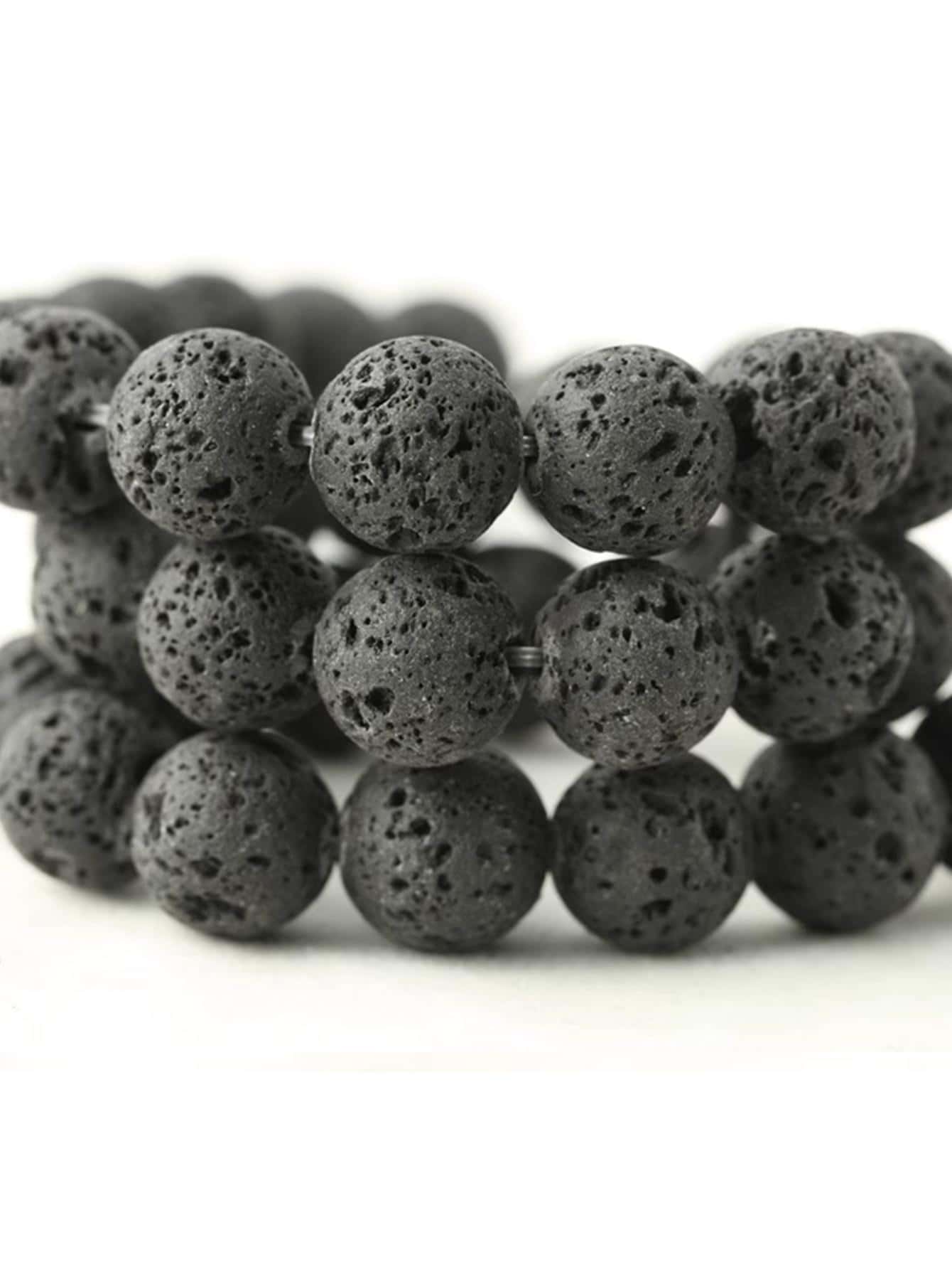 Natural Black Lava Stone Beads For Jewelry Making - Black - View 1
