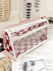 MOKA 1pc Checkered Pattern Pencil Bag - Blue - View 8