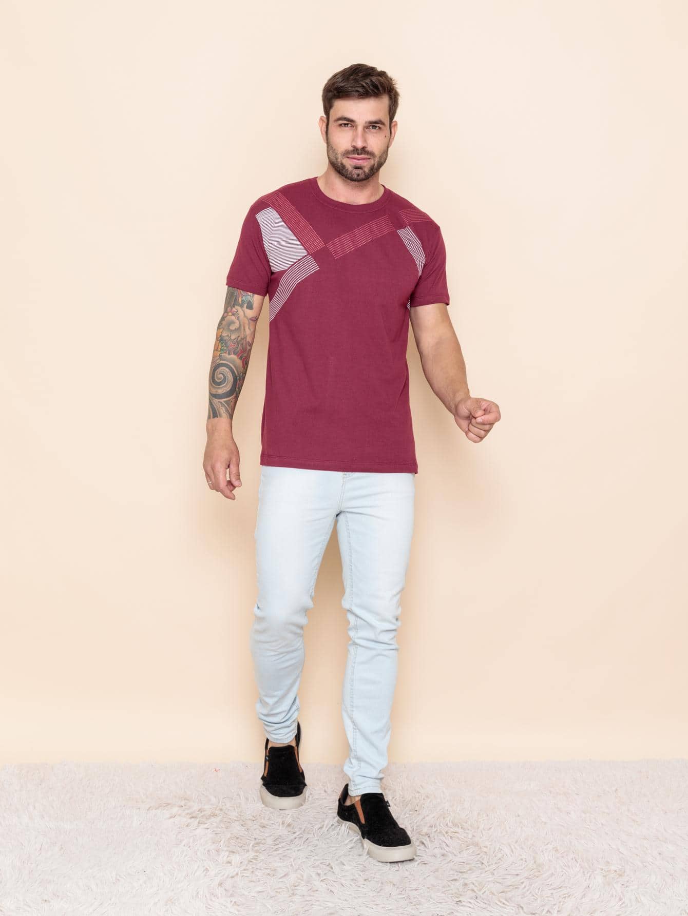 Men T-Shirts & Tanks - Burgundy - View 1