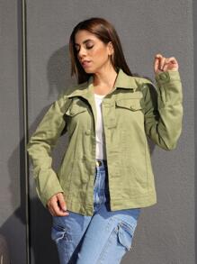 Women Denim Jackets & Coats - 橄欖綠 - 查看 1