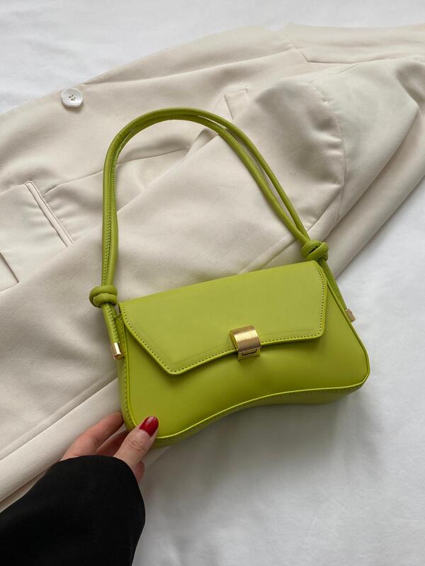 Small Flap Bag Metal Decor Green