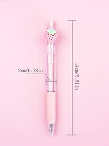 2 piezas Pluma de gel flor & fresa adorno gel moderno portátil para alumno - Rosa Pálido - Ver 3