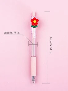 2 piezas Pluma de gel flor & fresa adorno gel moderno portátil para alumno - Rosa Pálido - Ver 4