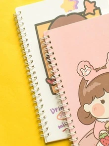 M O K A 4pcs Cartoon Graphic Spiral Notebook - Multicolor - View 3