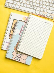 M O K A 4pcs Cartoon Graphic Spiral Notebook - Multicolor - View 2