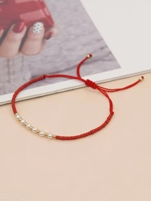 Faux Pearl Decor Bracelet - Red - View 5