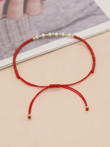 Faux Pearl Decor Bracelet - Red - View 4