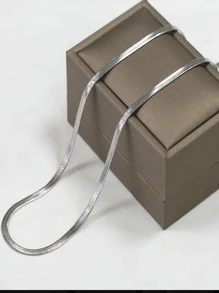 1入組時髦時髦蛇骨設計鏈條樣式項鍊適合女士男士適用於街不銹鋼銀顏色 - 銀色 - 查看 3