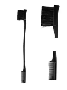 Pente escovinha para baby hair cabelos beleza acessórios salão 2 em 1 - Preto - Visão 2