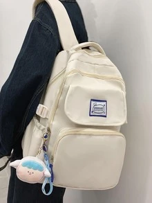 Ba lô thời trang tối giản theo phong cách đại học dành cho học sinh trung học và đại học - trắng - Xem 1