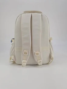 Ba lô thời trang tối giản theo phong cách đại học dành cho học sinh trung học và đại học - trắng - Xem 4