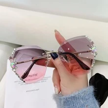 Gafas de sol con diseño de diamante de imitación de lentes tintadas - Multicolor - Ver 2