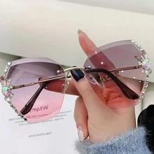 Gafas de sol con diseño de diamante de imitación de lentes tintadas - Multicolor - Ver 3