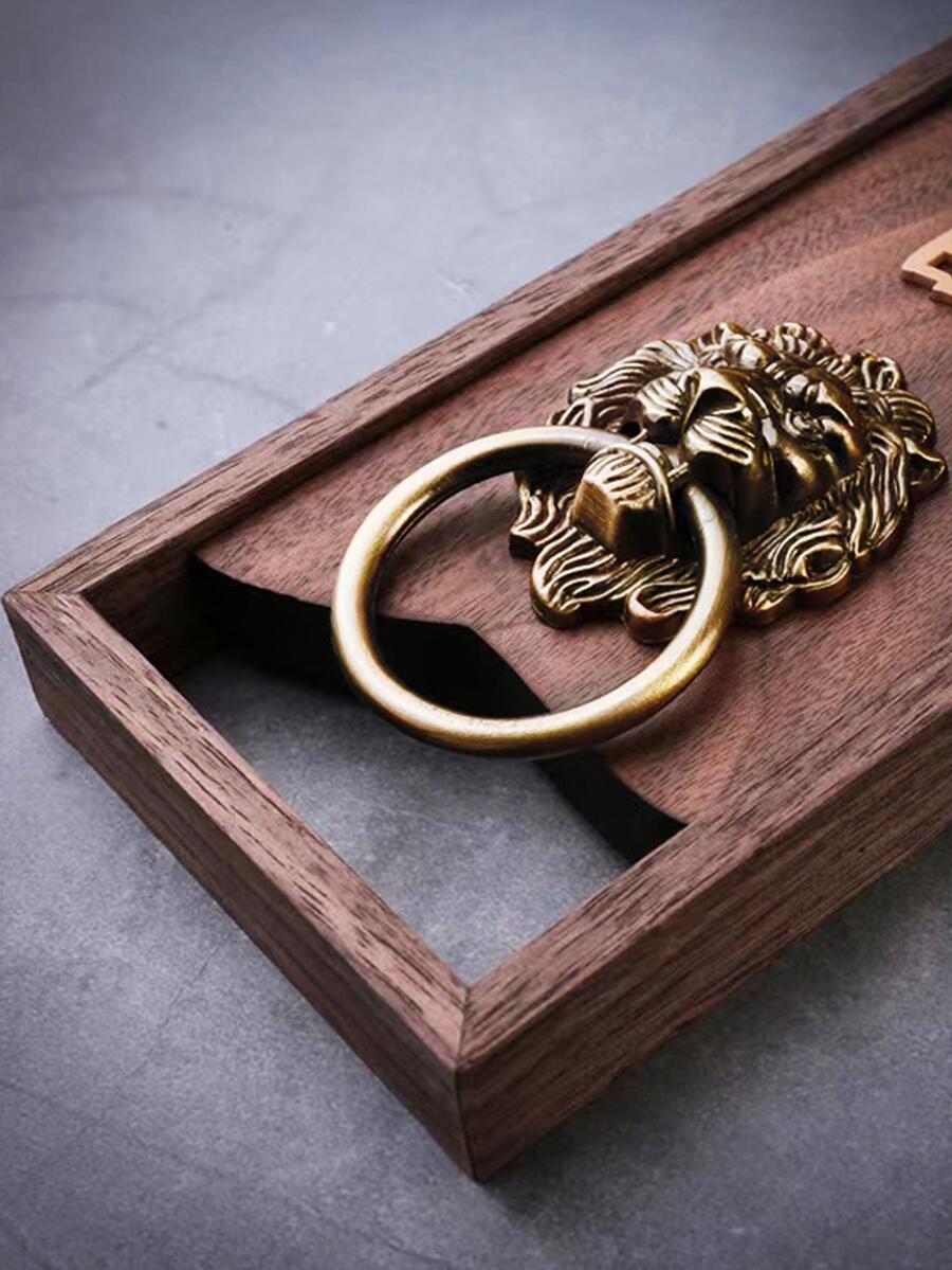 1入組鋅合金櫥櫃拉手，現代主義獅子裝飾櫥櫃拉手 - 銅色 - 查看 1