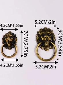 1入組鋅合金櫥櫃拉手，現代主義獅子裝飾櫥櫃拉手 - 銅色 - 查看 3