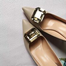 2pcs Metal Design Shoe Decorations, Glamorous Gold Decorations For Pumps - Gold - View 1