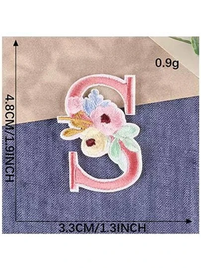Flower & Letter Embroidered DIY Sewing Patch