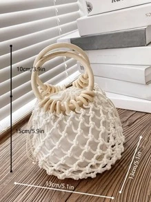Mini Elegant Crochet Handbag - White - View 4