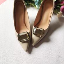 2pcs Metal Design Shoe Decorations, Glamorous Gold Decorations For Pumps - Gold - View 2