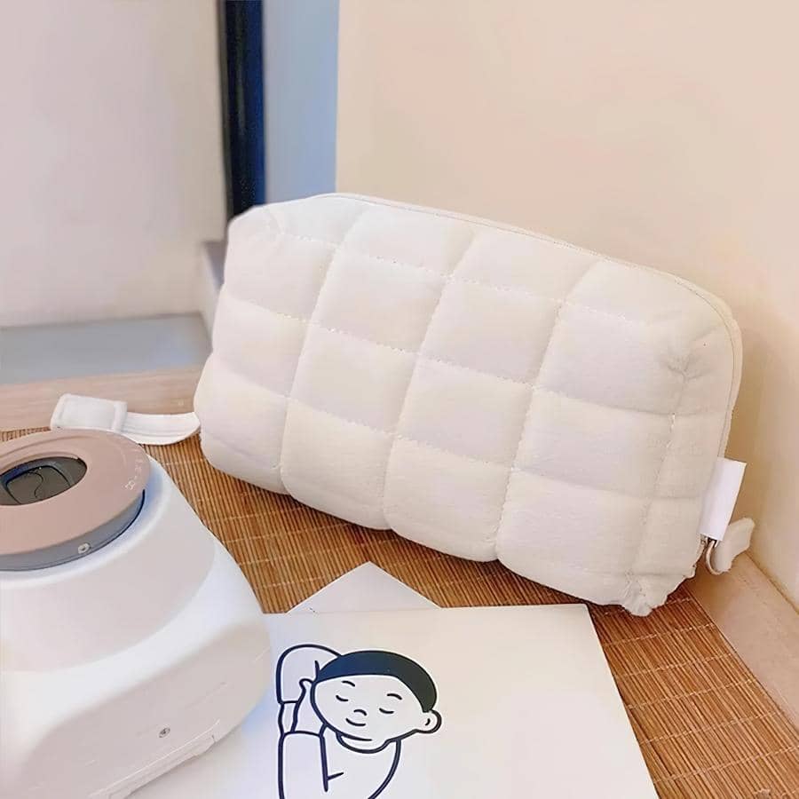 Cute Pillow Pencil Bag, Pen Case, Soft Touch White Storage Pouch For Stationery School Cosmetic Travel - White - View 1