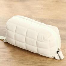 Cute Pillow Pencil Bag, Pen Case, Soft Touch White Storage Pouch For Stationery School Cosmetic Travel - White - View 3