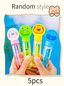 5pcs Cartoon Mini Animal Bubble Wands, Portable Bubble Maker Toy, Perfect For Birthday Parties, Random Colors And Styles - Multicolor - View 4