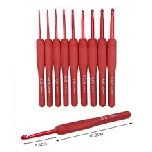 1 Gancho De Ganchillo De Óxido De Aluminio Rojo Para Coser Suéter, Mango Rojo, Accesorios De Manualidades Y Herramientas De Tejido - Rojo - Ver 4