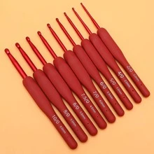 1 Gancho De Ganchillo De Óxido De Aluminio Rojo Para Coser Suéter, Mango Rojo, Accesorios De Manualidades Y Herramientas De Tejido - Rojo - Ver 1