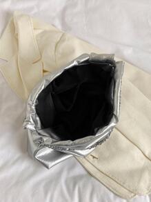 New Fashion Chain Trendy Solid Colour Single Shoulder Bucket Bag Crossbody Tote Bag With Large Capacity - Silver - View 10