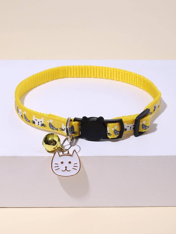 1 Peça Gato De Desenho Animado & Decoração Sino Coleira Para Animal De Estimação