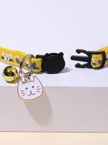 1入組卡通貓和鈴鐺裝飾寵物項圈 - 黃色 - 查看 4