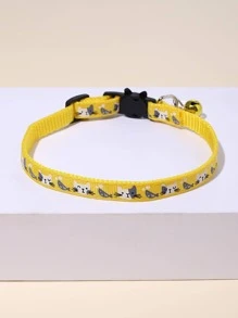 1入組卡通貓和鈴鐺裝飾寵物項圈 - 黃色 - 查看 2