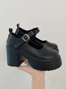 Women's Chunky Heel Versatile Mary Jane Shoes, Round Toe Thick Sole Vintage French Style, New For Summer 2025