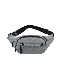 休閑運動多功能時尚腰包胸包肩旅郵差包 - 灰色 - 查看 2